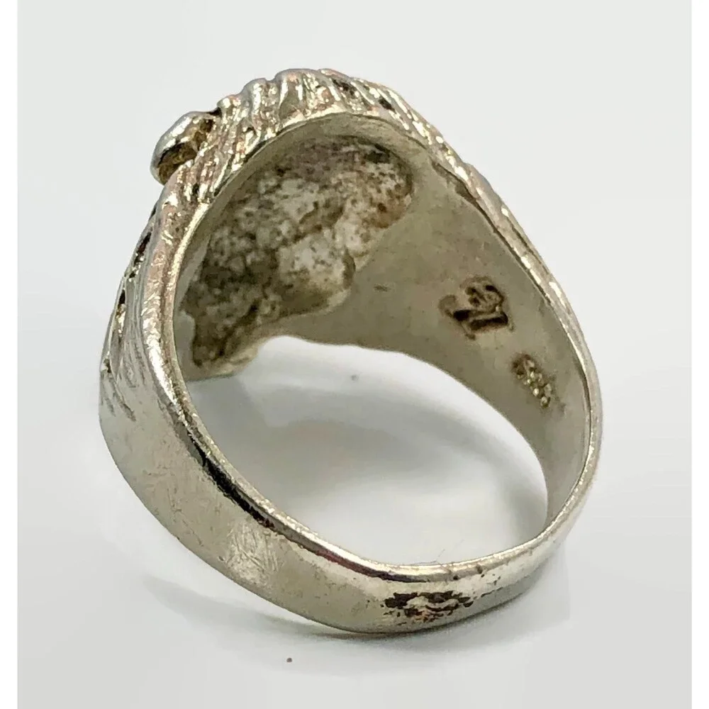 Lion Ring, Sterling Silver, Vintage Ring, Size 8, Leo, Jungle Animal, Unisex